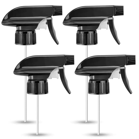 Wedama 4 Pack Black Trigger Sprayers Replacement Spray Nozzles with Mist Stream Sprayer for 8 oz and 16 oz Glass Spray Bottles for Home Kitchen Garden and Office